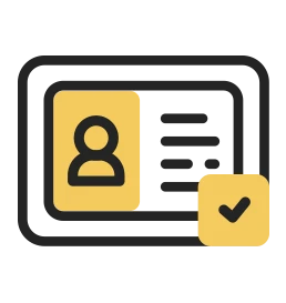 An ID with a check in it representing ID check